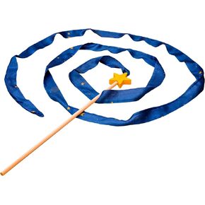 Sarah's Silks Starry Night Streamer - Pretend Play, Dance, Baton Stick Twirling, and Gymnastics Party Favors | 100% Silk and Wood Montessori and Waldorf Toys, 1 Piece