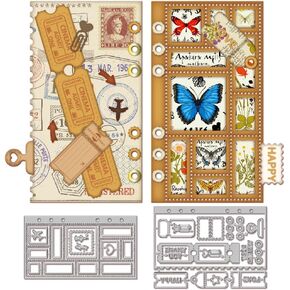 GLOBLELAND Postage Stamp Page Tickets Cutting Dies for Card Making Album Inside Page Metal Die Cuts Cutting Dies Template DIY Scrapbooking Embossing Paper Album Craft Decor