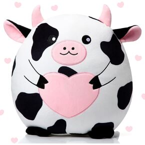 14 Inch Cow Plush Throw Pillow Adorable Stuffed Cow Animals Soft Cuddly Stuffed Cow Pillow Plushie for Farm Cow Birthday Party Favor Children's Day Graduation Gift Bedroom Sofa Car Decorations