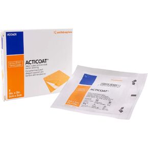 Acticoat 3 Day Burn Dressing with Silver Coated Antimicrobial Barrier, 2x2 Inches, 5 box