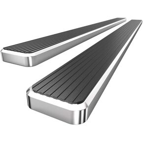 HD Ridez Running Board 6" Silver Compatible with Ford F150 2015-2024 SuperCrew Cab & F150 Lightning 2022-2024 & F-250 F-350 Super Duty 2017-2024 Crew Cab (Nerf Bar Side Steps Side Bars)