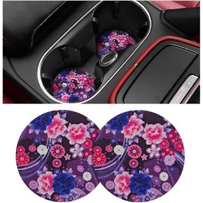 2 Pack Car Coasters, Universal Vehicle Cup Holder Insert Coasters, 2.75 Inch Anti-Slip Shockproof Rubber Drink Mug Cup Mat Pad, Cute Car Accessories Interior Ornaments for Women Men