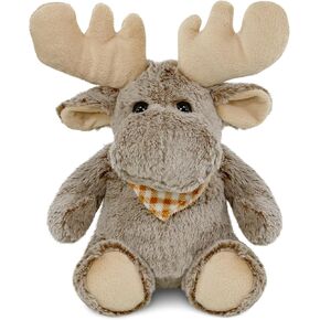 DolliBu Brown Sitting Moose Plush - Super Soft Moose Stuffed Animal, Wildlife Stuffed Moose Plush Toy, Cute Stuffed Animal for Boys And Girls, Plush Moose Gift for Baby, Kids, and Adults - 11 Inches