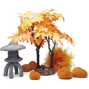 biOrb Autumn Décor Set, Orange and Red, Themed Collection of Fish Friendly Aquarium Decorations