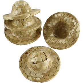 GSHLLO 10 Pcs Mini Doll Straw Hats Miniature Dollhouse Hats Tiny Craft Hats Doll House Assesseries for Crafting Decoration