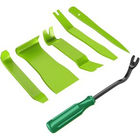 GOOACC 6PCS Auto Trim Removal Tool Kit No-Scratch Tool Kit for Car Audio Dash Window Molding Fastener Remover Tool Kit-Green