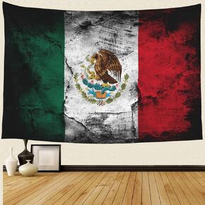 BIZHUDP Mexican Flag Tapestry Wall Decoration Hippie Art Tapestry Wall Hanging for Bedroom Living Room Dorm Home Decor 60"x40"