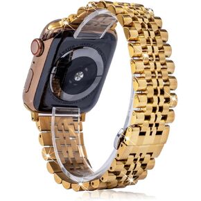 Solid Stainless Steel Watch Band Compatible with Apple Watch 49mm 45mm 44mm 42mm,Metal Strap Replacement Watchband for iWatch Series 9 8 7 6 SE 5 4 3 2 1