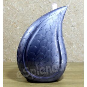 eSplanade Metal Cremation Urn Memorial Jar Pot Container | Full Size Embossed Urn for Ashes Funeral Burial | Teardrop Metal Urns | Violet - 10" Inches