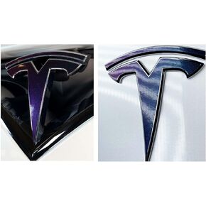 Logo Decal Wrap for Tesla Model X, 4 pc-Set (Carbon Fiber Black)