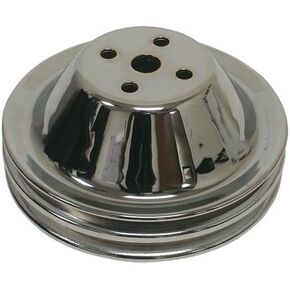 Compatible/Replacement for CHEVY SMALL BLOCK CHROME STEEL WATER PUMP PULLEY - SHORT (2 GROOVE)