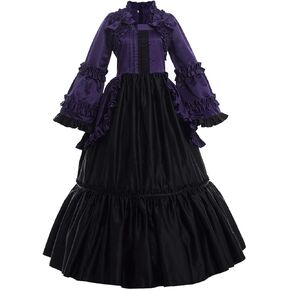 GRACEART Women's Victorian Dress Renaissance Rococo Ball Gown (Dress with Hoop Skirt)