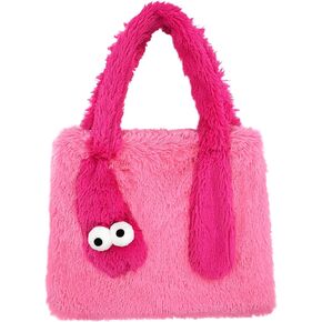 Fluffy Pink Tote Bag Y2K Style - Soft Plush Cozy Faux Fur Bag, Hot Pink Fun Tote Bags for Women, Lightweight & Durable Everyday Shoulder Bag - Cute Furry with Unique Vibrant Design