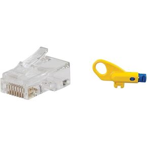 Klein Tools VDV826-729 Pass-Thru Modular Data Plugs, RJ45-CAT6, 10-Pack, Gold Plated, Power Over Ethernet-FCC-UL-RoHS Compliant, For Solid or Stranded Cable