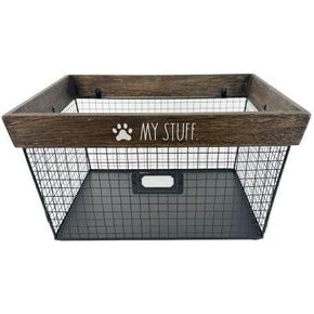 Designstyles Rae Dunn Decorative Pet Toy Storage Basket - Durable Cat and Dog Toy Basket Perfect for Organizing Chew Toys - Sturdy Metal Baskets for Storage of Pet Blankets & Leashes