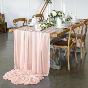 Bluekate Dusty Rose Chiffon Table Runner 120 Inches Long, 12 Pack of Table Runners. Sheer Fabric for Draping or Centerpiece Table Decorations. Gauze Wedding Arch Draping Fabric, Boho Table Runner