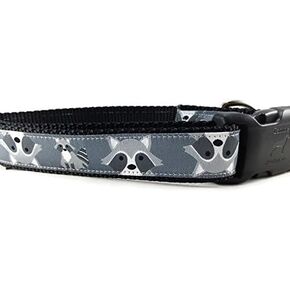 Woodland Dog Collar, Caninedesign, Raccoon, Skunk, 1 inch Wide, Adjustable, Nylon, Medium and Large (Raccoon, Large 15-22")