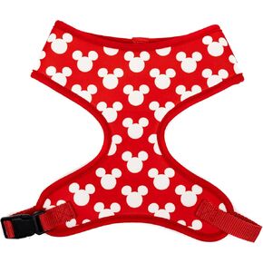 Disney Pet Harness, Dog Collar Plastic Buckle, Mickey Mouse Ears Icon Scattered Red White