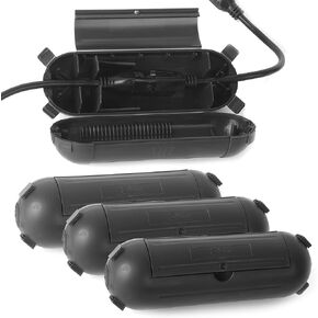 4 Pack Extension Cord Protective Cover Set (Black) | Indoor Outdoor Water-Resistant Holder for Holiday String Lights and Wires | Capsule Shaped Protector with Large Compartment in Kuwait