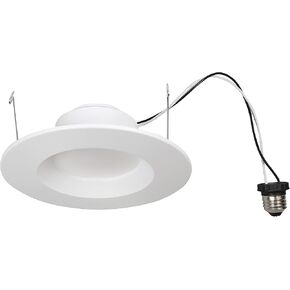 مصباح سفلي LED غائر مقاس 5 بوصات/6 بوصات RT من سيلفانيا مع حواف مدمجة، 8.5 وات = 65 وات، قابل للتعتيم، 725 لومن، 3000 ك، أبيض ساطع - 4 عبوات (40629)