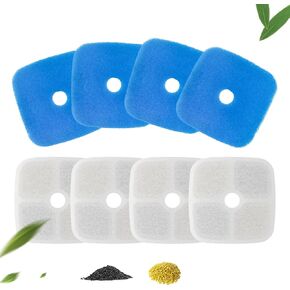 Dog Water Fountain Filter, 4 Pack Filters with 4 Pre-Filter Sponge for 9L/ 2.4 Gallon Pet Water Fountain FP70PRO, 5 Layer Replacement Filters for Dog Fountain Ultra Quiet