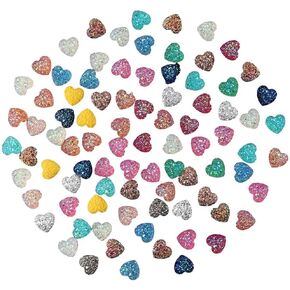 Uniquer 200Pcs Rainbow 12mm Heart Resin Crystals Heart Cabochon Flatback Druzy Iridescent Card Making