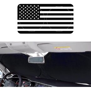 Car Windshield Sun Shade with Storage Pouch, American Flag Windshield Sun Shade, Foldable Car Front Window Sunshade for Most Cars SUV Truck, Blocks Max UV Rays (63.78 * 33.86 Inch)