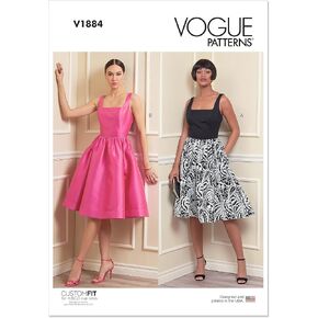 Vogue Misses' Close-Fitting Lined Dress Sewing Pattern Kit, Design Code V1884, Sizes 6-8-10-12-14