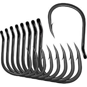 BLUEWING Wide Gap Jigging Hooks Needle Point Fishing Hooks High Carbon Steel Hooks Extra Sharp Fish Hooks for Freshwater Saltwater Fishing 5pcs/10pcs