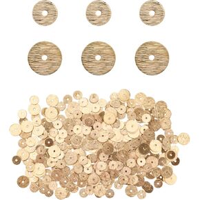400pcs Gold (Brass) Flat Disc Beads, 6mm & 8mm, for Jewelry Making, Craft Beads, Bohemian Jewelry, DIY Necklace & Bracelet