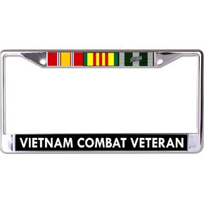 Vietnam Combat Veteran Chrome License Plate Frame