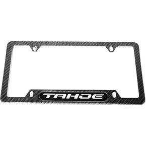 Carbon Fiber Metal License Plate Frame Tag Cover Holder Mount Compatible with Chevy Tahoe (1)