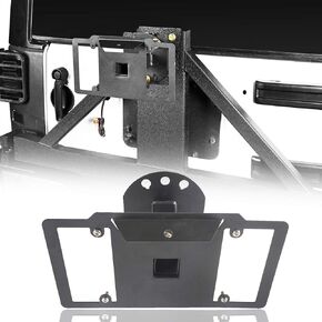 Hooke Road Spare Tire License Plate Relocation Mounting Bracket for 1997-2024 Jeep Wrangler TJ & JK & JL Rubicon Sahara Sport 2 Door & Unlimited 4 Door