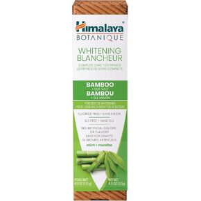 Himalaya Botanique Whitening Antiplaque Toothpaste with Bamboo + Sea Salt, Fluoride Free, for Gentle Whitening, 4 oz