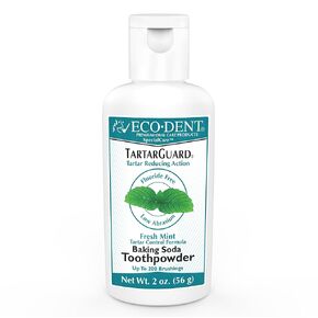 Eco-Dent TartarGuard Baking Soda Toothpowder - Enzyme Cleaning Action for Tartar Control, SLS-Free, Fluoride-Free Toothpaste Alternative, Fresh Mint Tooth Powder + DailyRinse Single-Use Pack