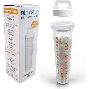 FlavorFuze Pod - Fruit Infuser Insert with Two Lids, Compatible with Hydro Flask, Iron Flask, Takeya, ThermoFlask and Similar Wide Mouth Bottles