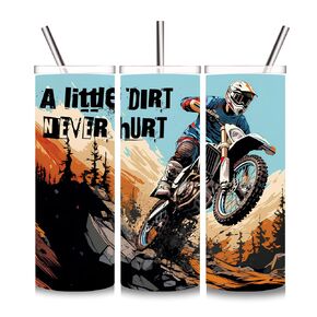 Dirtbike Tumbler Retro Vintage A little dirt never hurt Motocross Tumbler