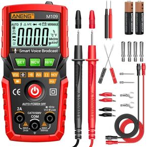 جهاز اختبار كهربائي للبث الصوتي متعدد الجيب من ANENG، 4000 عدد أوم متر لجهد التيار المتردد/التيار المستمر، التيار، NCV، المقاومة، الاستمرارية، السعة، الثنائيات، قياس درجة الحرارة، مقياس فولت للسيارات in Kuwait
