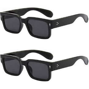 Trendy Rectangle Sunglasses for Women Men Retro Square Chunky Frame Sun Glasses Designer Style UV Protection