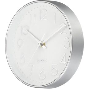 PATIKIL 8 Inch Round Wall Clock, Battery Operated Silent Non-Ticking Wall Clocks with Silver Arabic Numerals for Office Bedroom Kitchen Decor, White