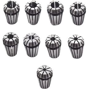 ER16 Spring Collet Set 1/8-3/8 Inch Carbon Steel Spring Collet Set for CNC Workholding Engraving and Milling Lathe Tools 9 Pack