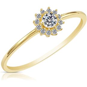 TILO JEWELRY 10k Yellow Gold Halo Ring with CZ