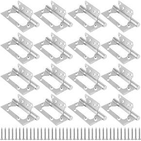 16 Pack 4 x 3 Inch Non Mortise Door Hinges, Stainless Steel Mobile Home Door Hinges, Smooth Silent Movement with 128 PCS Mounting Screws and Upgraded Ball Bearing, Black