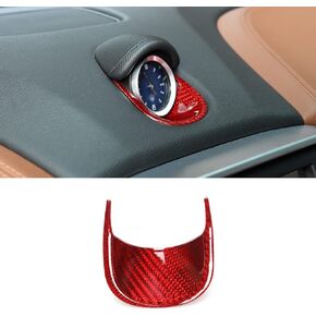 Car Center Console Dashboard Clock Base Protector Decoration,Real Carbon Fiber Trim, Fit for Maserati Ghibli 2014-2019,Car Interior Accessories (Black Carbon Fiber)