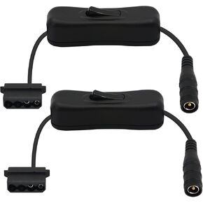 PNGKNYOCN 30cm 12V DC 5.5 x 2.1mm to 4-Pin Molex with Switch Power Adapter Cable, for Molex Case Fans and More (2-Pack