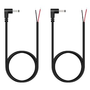 Fancasee 2 Pack 3ft Replacement 3.5mm x 1.35mm 90 Degree Right Angle DC Power Male Plug Jack to Bare Wire Open End Pigtail Power Cable Cord for DC Power Supply Cable Repair