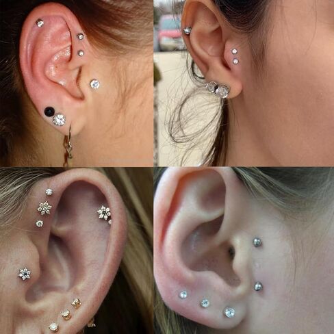 Kridzisw 16G الشفاه Labret ميدوسا خواتم الأزرار مترابطة داخليًا 316L الفولاذ الجراحي ثعبان لدغة الشفاه خواتم مسطحة الظهر Catilage Tragus Helix Daith أقراط الثقب مجوهرات للنساء الرجال 8 مم in Kuwait