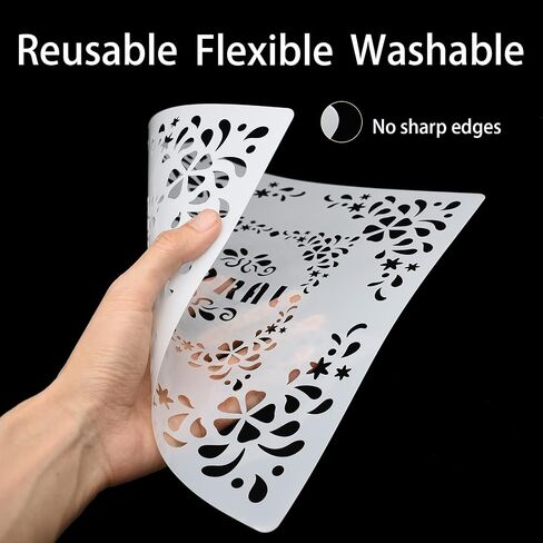 Large Stencils for Painting on Wood Stencils for Crafts Reusable Mandala Stencil Tile Stencil Paint Stencils for Drawing Bullet Journal Stencils for Kids Adults 10x10 Inch, 10 Pack in Saudi Arabia