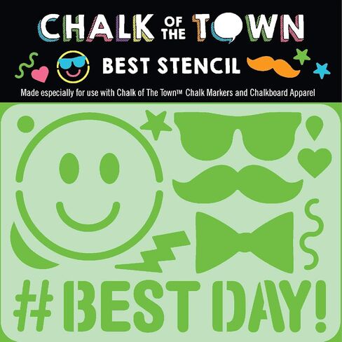 Chalk of the Town Best Day & Emoji Themed Plastic Stencil for Kids (3.5 inches x 5 inches) in Saudi Arabia
