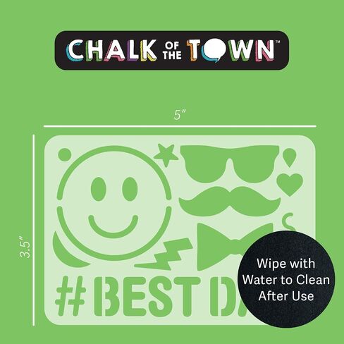 Chalk of the Town Best Day & Emoji Themed Plastic Stencil for Kids (3.5 inches x 5 inches) in Saudi Arabia